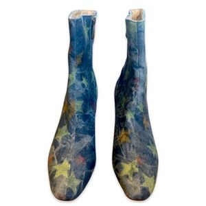 STAR design Blue and Green Ankle Boots with Unique Design